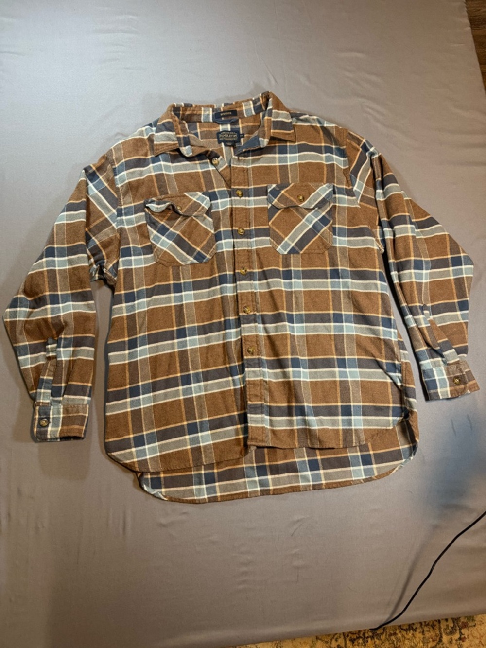 Pendleton Brown and Blue Plaid Button-Down Shirt